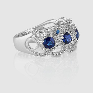 Blue <b>Crystal</b> Openwork <b>Ring</b> for Women Elegant Minimalist Daily Wear Fashion Accessories - Product Image 5