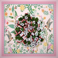 Ensemble complet de tuiles de mahjong américaines en acrylique, peintes à la main et gravées en profondeur, motif faune, design portable/durable, accessoires inclus