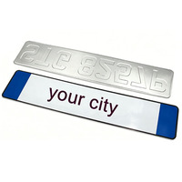 Plaque d'immatriculation de voiture en aluminium de haute qualité, conforme aux normes européennes, film réfléchissant, bordure gaufrée, plaque personnalisée