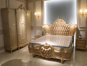 European-style Solid Wood Leather Double Bed <b>Oak</b> <b>Frame</b> Luxury 1.8m Storage Master Bedroom Home Furniture - Product Image 1
