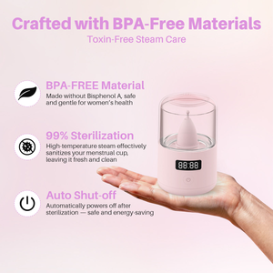 Stérilisateur à vapeur électrique pour coupe menstruelle, nettoyeur de coupe en silicone réutilisable, stérilisateur à vapeur pour coupe menstruelle pour usage quotidien - Product Image 3
