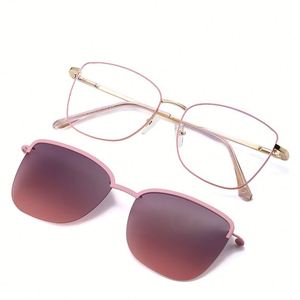 Lentes con Clip Magnético Polarizadas, Gafas con Marco Metálico Moderno, Anti Luz Azul, 2 en 1 con 1 Lente de Sol - Product Image 1