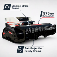 Tondeuse à gazon industrielle télécommandée sur chenilles, largeur de coupe 975 mm, tondeuse robotisée pour pentes avec moteur Loncin 4 temps pour grandes exploitations agricoles