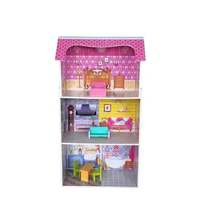 WEIFU 2022 Custom Baru Fashion Hadiah Ulang Tahun Perempuan Diy Miniatur Besar Pink Mainan Anak Rumah Boneka Kayu