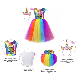 Mädchen Tutu Kleid Großhandel Regenbogen Prinzen Tutu Einhorn Kostüm Kleid Hot Sale Geburtstags feier Cosplay Tutu Mädchen Kleid Set - Product Image 6