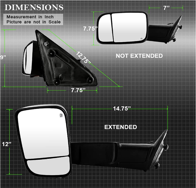 Side Mirror Car Exterior Mirror With Power Heated Turn Signal Light For 02-08 Dodge Ram