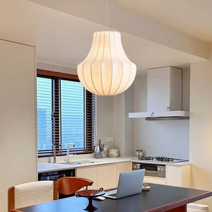 Ciondolo fatto a mano <span class=keywords><strong>Beige</strong></span> bianco tessuto di seta illuminazione a sospensione fatto a mano nordico <span class=keywords><strong>lampadario</strong></span> per la vendita singola lampada a sospensione - Product Image 4