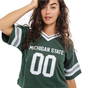 Pull-over décontracté en maille respirante à col en V et coupe ample pour femme, avec logo personnalisé, style vintage football, idéal pour l'été - Product Image 2