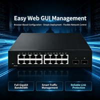 Switch Ethernet Gigabit Administrado de 16 Puertos con 2 SFP Uplink, Gestión Web y Control de Tráfico VLAN, Venta al por Mayor de Fábrica