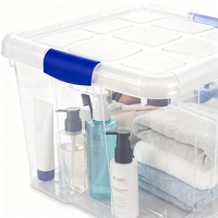 Boîte de rangement en plastique avec couvercle - Conteneur de rangement pour jouets, vêtements et plus encore. Dimensions du sac de 25 L de capacité, conception robuste
