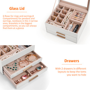 กล่องใส่เครื่องประดับทำจากผ้ากำมะหยี่ขนาดใหญ่พกพาได้มีเอกลักษณ์ชุดสีเหลืองขนาดเดินทางสีเขียว - Product Image 4