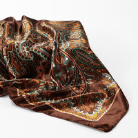 Syal Persegi Kecil 90cm Bergaya Prancis Vintage Poliester Wanita Trendi Serbaguna Bermotif Warna-warni Artistik Mengalir