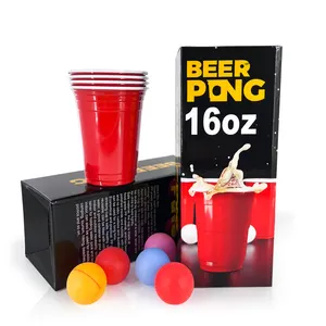 Mini Beer Pong Set Party 24pcs Beber Jogo Vermelho Beer pong Indoor 16oz Party Cup Set Com Bolas