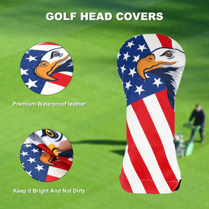 Housse de tête de club de golf personnalisée en cuir PU résistant à l'usure, imperméable, avec fermeture magnétique et impression numérique PMT - Product Image 4