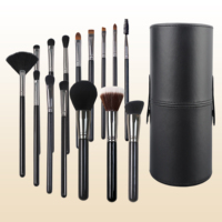 Ensemble de 15 pinceaux de maquillage EMF Professional, noir, haute qualité, pinceaux de maquillage vegan, logo personnalisé, marque privée