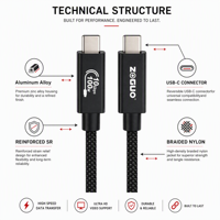 Câble USB-C USB3.2 Gen 2 10 Gbps 100 W PD 4K/60 Hz en alliage d'aluminium tressé compatible avec ordinateur portable, moniteur, VR