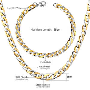 पुरुषों की यूरोपीय अमेरिकी शैली स्टेनलेस स्टील क्रॉस चेन लटकन वर्षगांठ गहने सेट के लिए चांदी/सोने के साथ 5 मिमी - Product Image 5