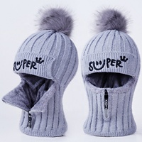 Bonnet d'hiver chaud en polaire pour homme, style tricoté, avec cache-cou intégré, anti-vent et anti-froid, en peluche épaisse, protection des oreilles pour femme, idéal pour les voyages