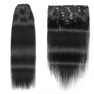 Wholesale Natural Black 8pc Per Set Straight Clip In 100% Virgin Human Hair Extensions For Black Women