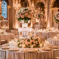 Support à fleurs 5 niveaux robuste pour centres de table de mariage, avec pendentifs en cristal véritable étincelant – Excellent rapport qualité-prix