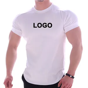 Großhandel Handelsmarke plus Größe 95 Baumwolle 5 Elasthan T-Shirts benutzer definierte Druck Logo Camiseta Masculina Gym Männer schlichte T-Shirts