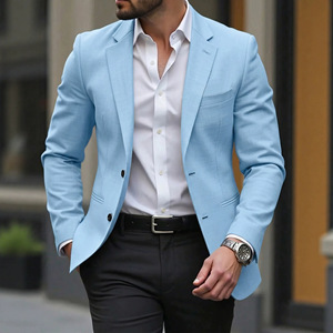 <span class=keywords><strong>Costume</strong></span> décontracté <span class=keywords><strong>homme</strong></span> 2026 transfrontalier euro-américain à simple boutonnage, style business léger, color block, en polyester, sans traitement anti-plis - Product Image 4