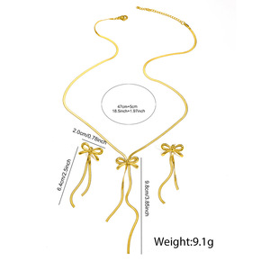 Toptan kadın basit paslanmaz çelik takı <span class=keywords><strong>Set</strong></span> yeni yay kolye küpe kadınlar için moda takı <span class=keywords><strong>Set</strong></span> - Product Image 6