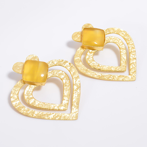 ต่างหูแฟชั่นอัญมณีทองเหลืองสวย14K สำหรับผู้หญิงและผู้หญิงต่างหูแฟชั่นชุบทองทำด้วยมือเครื่องประดับทองเหลือง - Product Image 3