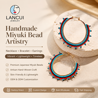 Anting-anting manik-manik Miyuki handmade, model tassel boho, dengan detail rumbai dan liontin, untuk wanita