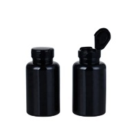 PET noir capsule flacon à pilules en plastique avec couvercle de pression scellé 100ml bouteilles en plastique avec bouchon à rabat pour la médecine