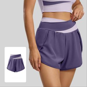 Pantalones Cortos Deportivos 2 en 1 para Mujer, Ajuste Holgado, Cintura Alta Cruzada, Anti-fricción, con Bolsillo Interior, para Yoga, Running, Gimnasio, Entrenamiento, Venta al por Mayor - Product Image 6