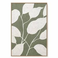 Peinture à l'huile de feuilles minimalistes naturelles, œuvre d'art botanique peinte à la main, encadrée, prête à accrocher pour la décoration de la maison, de l'hôtel ou du bureau