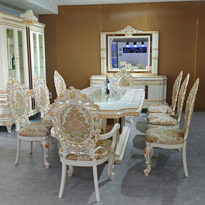 Set da <span class=keywords><strong>Pranzo</strong></span> di Lusso in Stile Europeo Moderno, Tavolo in Legno con 8 Sedie, Arredamento per Sala da <span class=keywords><strong>Pranzo</strong></span> e Soggiorno - Product Image 3