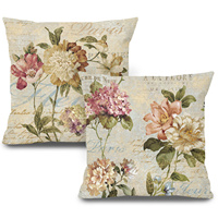 Housse de coussin carrée pour canapé à motif floral, impression numérique par sublimation, logo personnalisé, vente en gros directe usine
