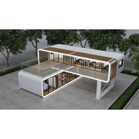 Maison Capsule Préfabriquée de Luxe en Acier Moderne de 20/40 pieds, 2 Chambres, Style Apple, avec Panneaux Solaires et Espace Multifonctionnel