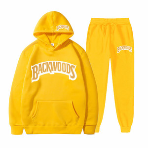 Ensemble de sweat-shirts et de joggings en coton et polyester à logo personnalisé, style hip-hop, Backwoods <span class=keywords><strong>Cookei</strong></span> RAW, 2 pièces, pour hommes - Product Image 1