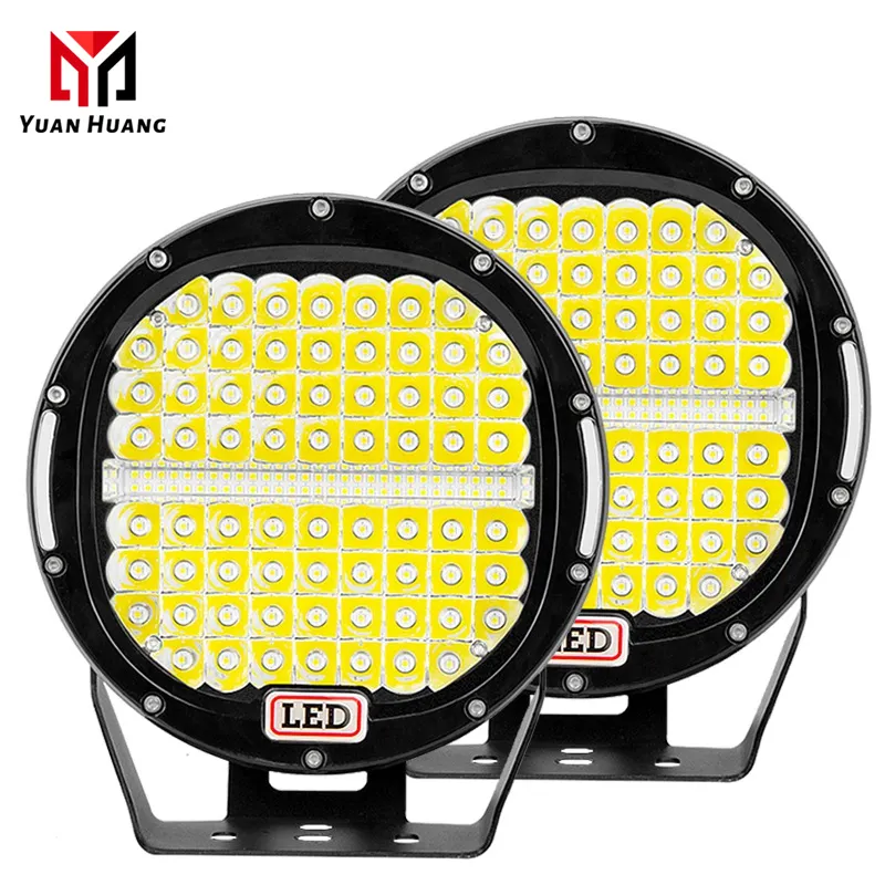Barra de luz LED DE TRABAJO DE 9 pulgadas y 378W, accesorios para automóviles, foco redondo, lámpara de trabajo para vehículo, lente superbrillante para camión