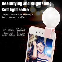 Anneau Lumineux LED Rechargeable pour Selfie, Mini Lampe Annulaire Portable avec Clip pour Téléphone, Vidéo et Photographie Mobile