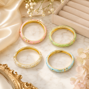 Hot Sales Chinese Style Christian Travel Gift Color Drop Spring Open <b>Bracelet</b> Peony Cloisonne Vintage Enamel <b>Bangles</b> Party Alloy - Product Image 5