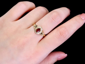 Anillo elegante y digno <span class=keywords><strong>de</strong></span> oro 8K vintage personalizado con piedras laterales <span class=keywords><strong>de</strong></span> 0,35-0,5 quilates, diamante, Paloma, <span class=keywords><strong>sangre</strong></span>, rojo, para mujer - Product Image 5