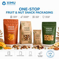 Op maat bedrukte staande zakken voor gedroogd fruit met hersluitbare ritssluiting en ophanggat voor mango, kiwi, rozijnen, snackverpakkingen voor Britse merken