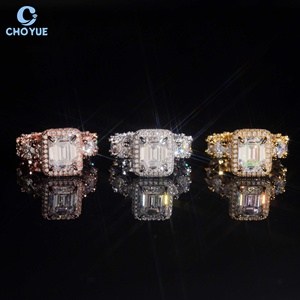 Luxury Cluster <b>Emerald</b> Moissanite Fully Band Iced Out Solid Sterling <b>Silver</b> 925 Hip Hop Jewelry VVS Moissanite Diamond Band <b>Ring</b> - Product Image 2