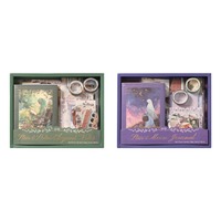 Coffret Cadeau Journal Floral Rétro avec Rideau Transparent, Autocollants et Matériaux DIY