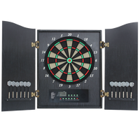 Armoire de fléchettes électronique professionnelle en MDF pour 8 joueurs, avec écran LCD rétroéclairé bleu, 18 jeux et 159 variations, pour fêtes à domicile, avec fléchettes à pointe souple