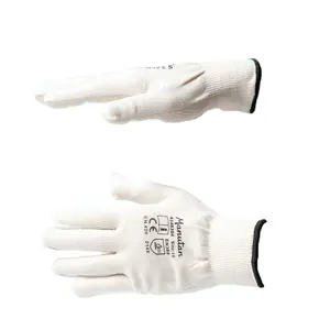 Hochwertige bequeme Arbeits handschuhe aus weißer Baumwolle und Nylon mit weißen PVC-Punkten auf der Handfläche