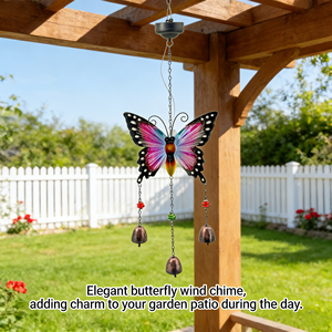 Butterfly Wind <strong>Chimes</strong> Small Metal Garden Solar Garden Butterfly Wind <strong>Chime</strong> Light For Garden Yard Patio Hanging Decoration Gift - Product Image 1