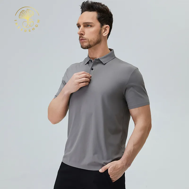 Toptan tasarım özel Logo erkek boş düz naylon kuru Fit yüksek kalite adamın giyim Golf üniforma Polo T shirt erkekler için