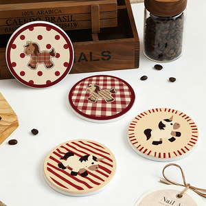 Posavasos de Tierra de Diatomeas con Diseño de Dibujos Animados del Año del Caballo, Alfombrilla Absorbente Antideslizante para Mesa, Barra, Mostrador, Resistente al Calor y Anti-Escaldaduras - Product Image 3