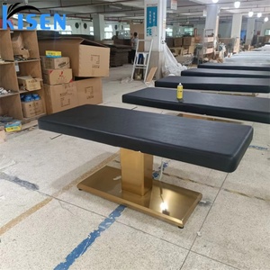 Kisen Modern Beauty Spa Cosmetic <b>Table</b> 80cm Black Massage Treatment 3 Electric Motors Curved <b>Lash</b> <b>Bed</b> Gold Base for Bedroom Sale - Product Image 1