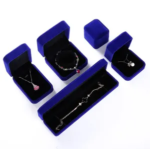 Relatiegeschenken Aangepaste Logo Sieraden Ring Ketting Earring Armband Fluwelen Doos, Roze Blauw Paars Engagement Bruiloft Sieraden Doos